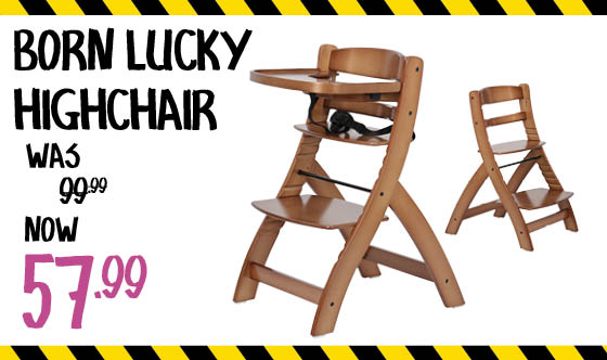 Born Lucky Wooden High Chair Walnut | Baby & Tiener Megastore