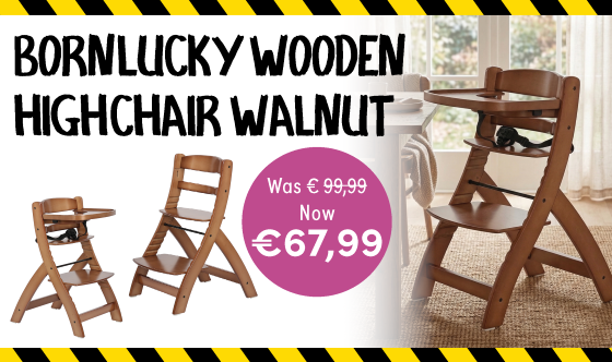 Born Lucky Wooden High Chair Walnut | Baby & Tiener Megastore