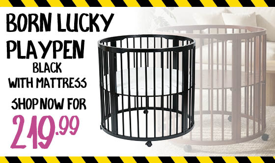 Born Lucky Playpen Round Black With Mattress | Baby & Tiener Megastore