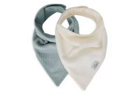 Jollein Bandana Bibs Velvet Rib Sea Green Ivory 2 Pieces