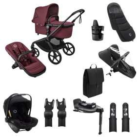 Bugaboo Stroller Fox 5 Renew Ultimate Newborn Bundle Complete Black | Dark Cherry