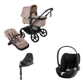 Bugaboo Stroller 3 in 1 Fox 5 Renew Complete Black | Desert Taupe Melange + Cybex Group 0 Car Seat Cloud T I Size Sepia Black + Rotating Base T Black