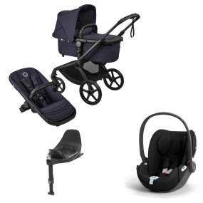 Bugaboo Stroller 3 in 1 Fox 5 Renew Complete Black | Deep Indigo + Cybex Group 0 Car Seat Cloud T I Size Sepia Black + Rotating Base T Black