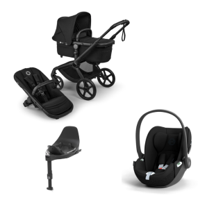 Bugaboo Stroller 3 in 1 Fox 5 Renew Complete Black | Heritage Black + Cybex Car Seat Group 0 Cloud T I Size Sepia Black + Rotating Base T Black