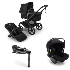 Bugaboo Kinderwagen 3 in 1 Fox 5 Renew Complete Black | Heritage Black + Bugaboo Autostoel Groep 0 Turtle Air by Nuna Black + Draaibare Isofix Base 360