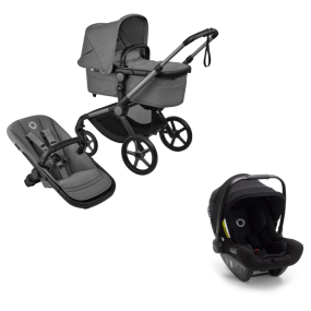 Bugaboo Stroller 3 in 1 Fox 5 Renew Complete Graphite | Moon Grey + Bugaboo Group 0 Car Seat Turtle Air by Nuna Black
