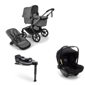 Bugaboo Kinderwagen 3 in 1 Fox 5 Renew Complete Graphite | Moon Grey + Bugaboo Autostoel Groep 0 Turtle Air by Nuna Black + Draaibare Isofix Base 360