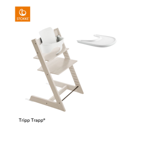 Stokke® High Chair Tripp Trapp® Whitewash + Baby Set™ + FREE Tray