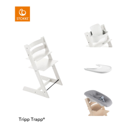 Stokke® Tripp Trapp® Highchair White + Newborn Set™ + Baby Set™ White + Tray™