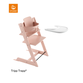 Stokke® High Chair Tripp Trapp® Serene Pink + Baby Set™ + FREE Tray