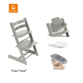 Stokke® High Chair Tripp Trapp® Glacier Green + Newborn Set™ + Baby Set™ Glacier Green + Tray™