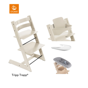 Stokke® Child Chair Tripp Trapp® Vanilla White + Newborn Set™ + Baby Set™ Vanilla White + Tray™