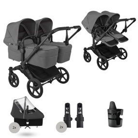 Bugaboo Donkey 6 Tweeling Essential Bundle Twin Black | Moon Grey