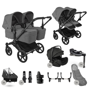 Bugaboo Donkey 6 Tweeling Ultimate Newborn Bundle Black | Moon Grey