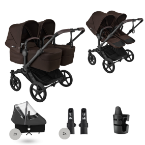 Bugaboo Donkey 6 Tweeling Essential Bundle Twin Black | Cocoa Brown