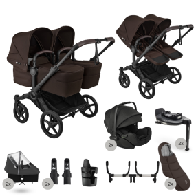 Bugaboo Donkey 6 Tweeling Ultimate Newborn Bundle Black | Cocoa Brown