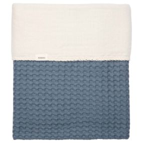 Koeka Cradle Blanket Cotton Fleece Waffle Amsterdam Bluestone 100x75
