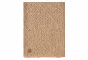 Jollein Crib Blanket 100 x 150 cm Check Knit Biscuit/Teddy Fleece