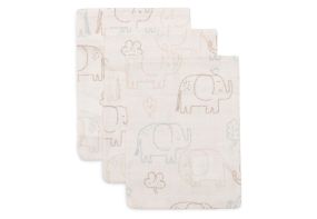 Jollein Muslin Washcloth 15x20cm Elephant Tales - 3 Pieces