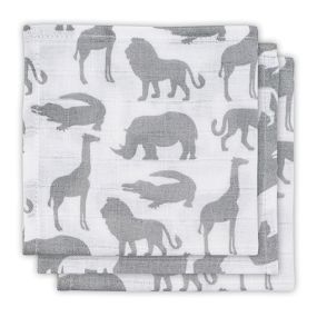 Jollein Muslin Cloth Safari Stone Grey (3pack)