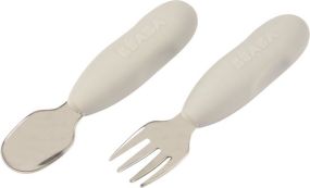 Beaba Set Van 2 Roestvrijstalen Besteksets Velvet Grey