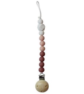 Chewie Pacifier Clip Silicone Beads Blush, Rose Gritt, White Gritt