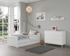 Born Lucky Teen Room Noel White 2-piece Set With Bed With Drawer