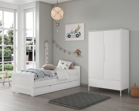 Born Lucky Teen Room Noel White 2-piece with bed with drawer and Santiago wardrobe