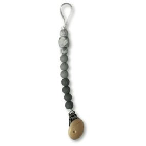 Chewie Pacifier Clip Silicone Beads Sage, Light Grey, Marble