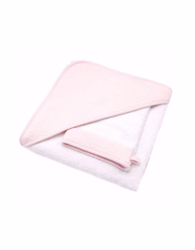 Poetree Kids Bath Cape & Washcloth Chevron Light Pink