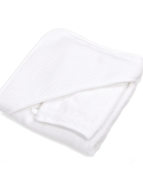 Poetree Kids Bath Cape & Washcloth Chevron White