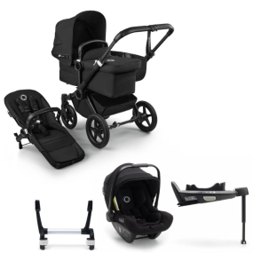 Bugaboo Donkey 5 Mono Kinderwagen 3 In 1 Black Midnight Black + Isofix Base