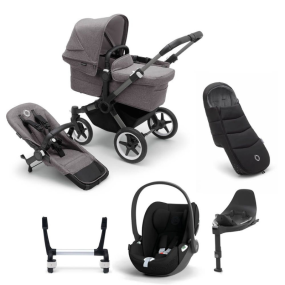 Bugaboo Donkey 5 Mono Kinderwagen 3 In 1 Graphite Grey Melange Met Cybex Cloud T Groep 0 Autostoel + Isofix Base + Voetenzak