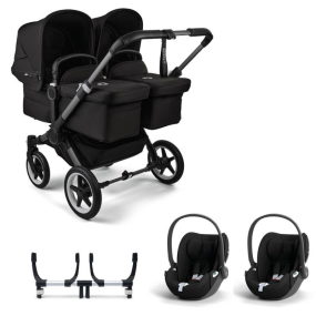 Bugaboo Donkey 5 Twin Stroller 3 In 1 Graphite Midnight Black With Two Cybex Cloud T Group 0 Car Seats