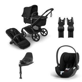 Bugaboo Stroller 3 in 1 Fox 5 Renew Complete Black | Heritage Black + Cybex Car Seat Group 0 Cloud T I Size Sepia Black + Rotatable Base T Black + Car Seat adapters