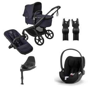 Bugaboo Stroller 3 in 1 Fox 5 Renew Complete Black | Deep Indigo + Cybex Car Seat Group 0 Cloud T I Size Sepia Black + Rotating Base T Black + Car Seat Adapters