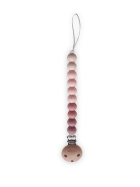 Chewie Pacifier Clip Silicone Beads Ombre Rose