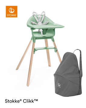 Stokke® Clikk™ Kinderstoel Clover Green + Reistas