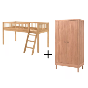 VIPACK Forrest Teen Room Loft Bed 2-Piece Oak