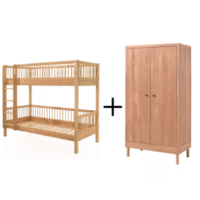 VIPACK Forrest Teenage Room Bunk Bed 2 Piece Oak