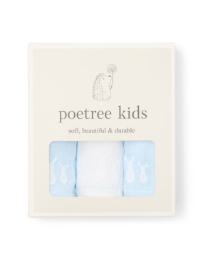 Poetree Kids Tetra Muslin Cloths Light Blue & White 60x60cm