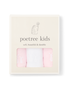 Poetree Kids Tetra Muslin Cloths Light Pink & White 60x60cm
