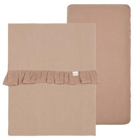 Koeka Crib Sheet & Fitted Sheet Set Ruffle Faro Caffe One Size