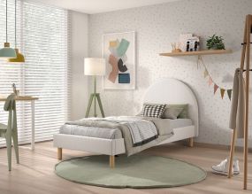 VIPACK Moon Bed 90x200 Cm White Bouclé Teddy