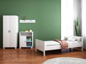Cabino Teen Room Noel White 3-Piece with Mila Chest of Drawers White and Mila Wardrobe White