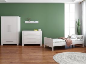 Cabino Teen Room Noel White 3-Piece Set with Noel Chest of Drawers White and Noel Wardrobe White