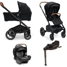 Nuna 3 in 1 MIXX™ Next Caviar Stroller + PIPA™ Next Car Seat + Nuna Base CURV