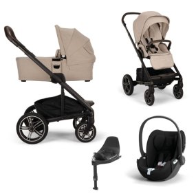 Nuna 3 in 1 MIXX™ Next Biscotti Stroller + Cloud T I-Size Car Seat + Cybex Rotatable Base T