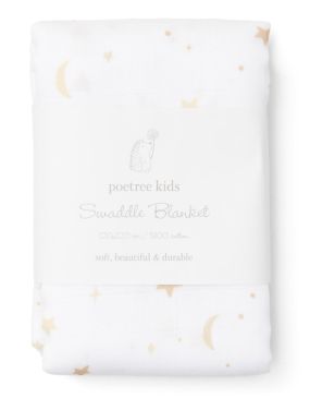Poetree Kids Swaddle Blanket Moon & Stars 120x120cm