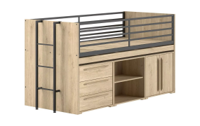 VIPACK Half Loft Bed Sam with Desk and Cabinets